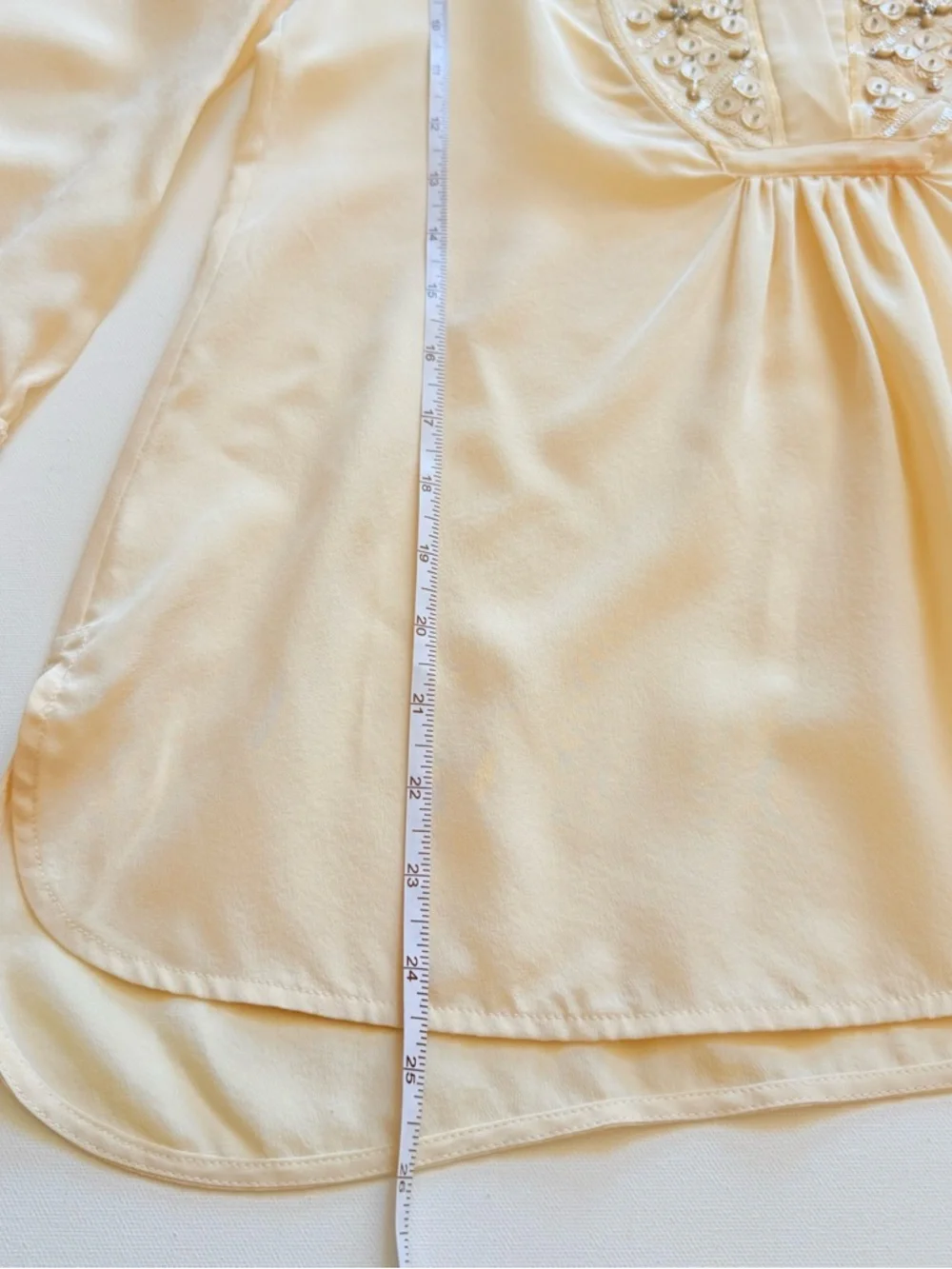 Tory Burch Cream Embellished Long-Sleeve Tunic Top
